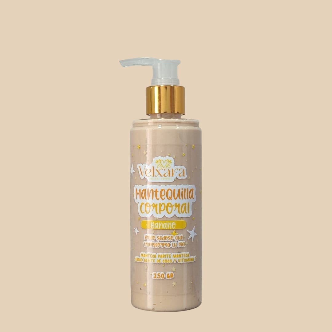 Crema Mantequilla Corporal de Banano con Destellos Dorados 250 g
