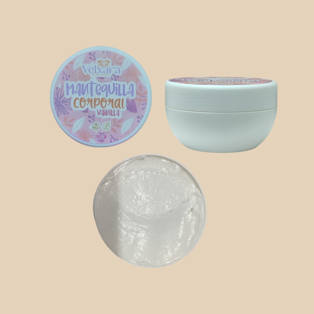 🍦 Mantequilla Corporal Vainilla con Destellos Plateados – 200 gr